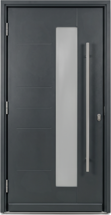 Ușă de intrare PVC cu panel decorativ antracit
